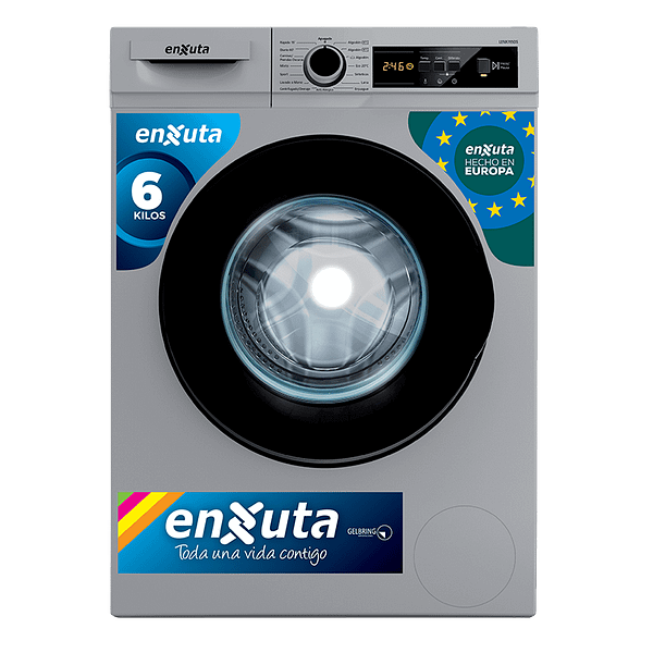 Lavarropas ENXUTA LENX765DS – Carga Frontal 6kg, 1000RPM, 15 Programas