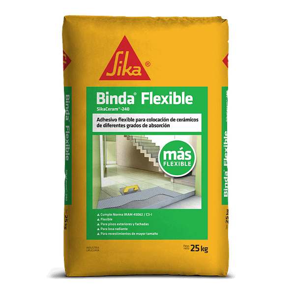 Adhesivo Para Cerámicas Sika Binda Flexible 25 Kg