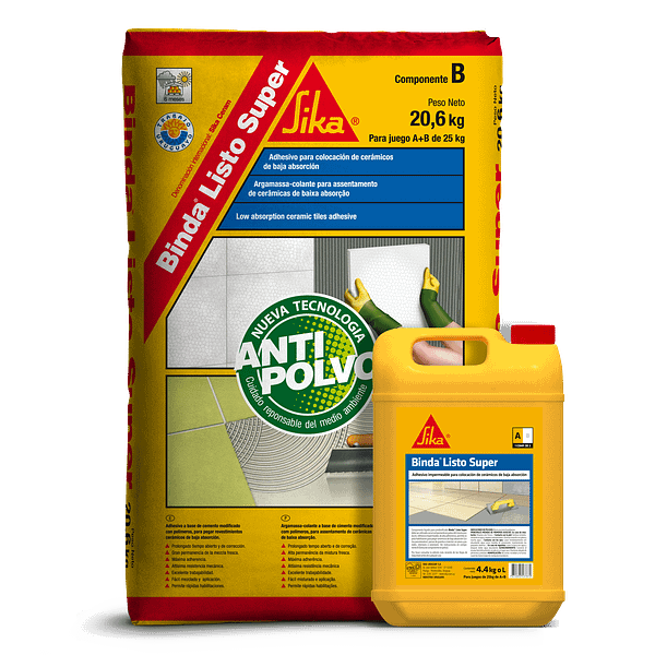 Adhesivo cementicio máxima adherencia Sika Binda Listo Super