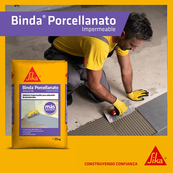 Adhesivo impermeable Sika Binda Porcellanato 25 Kg - Imagen 3