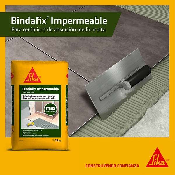 Adhesivo Para Cerámicas Sika Bindafix Impermeable Clásico 25 Kg - Imagen 2