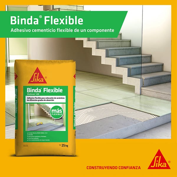 Adhesivo Para Cerámicas Sika Binda Flexible 25 Kg - Imagen 4