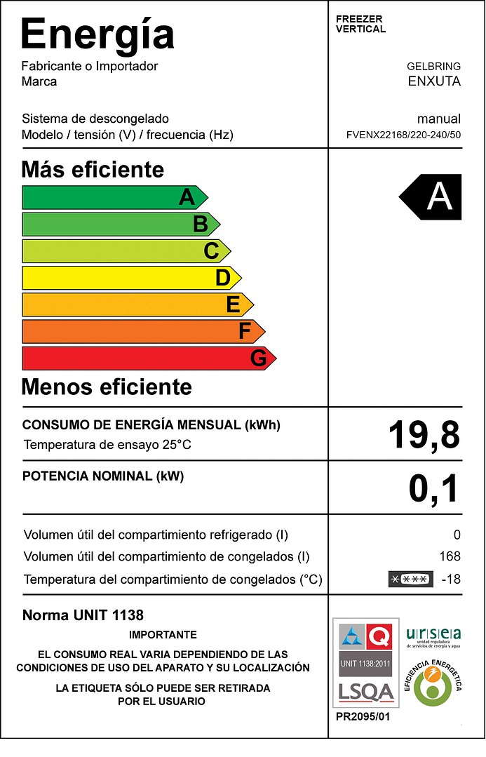 Freezer Vertical 168 Litros Blanco Frío Húmedo - FVENX22168 - Enxuta - Imagen 5